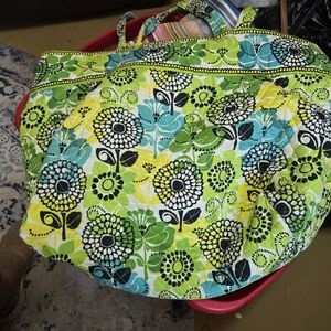 Vera Bradley Retired Limes Up Green Pattern XL Tote 13 x 16 x 8 Travel Beach Bag